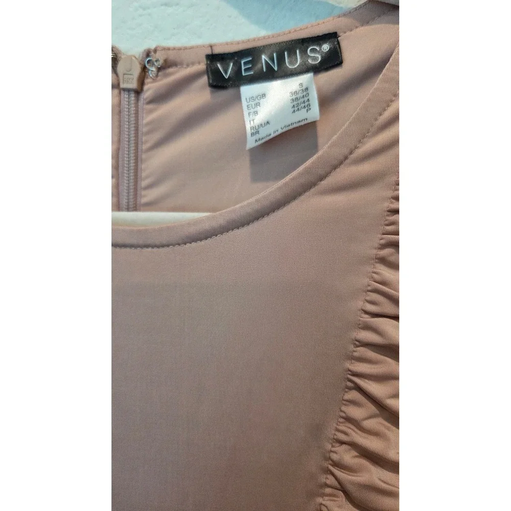 Venus Ruched Sleeveless Bodycon Midi Dress Size S Taupe‎ Neutral